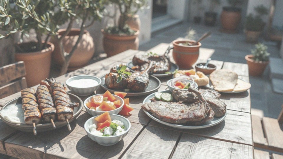 Jakie potrawy mięsne przygotowuje się na grillu w Grecji?
