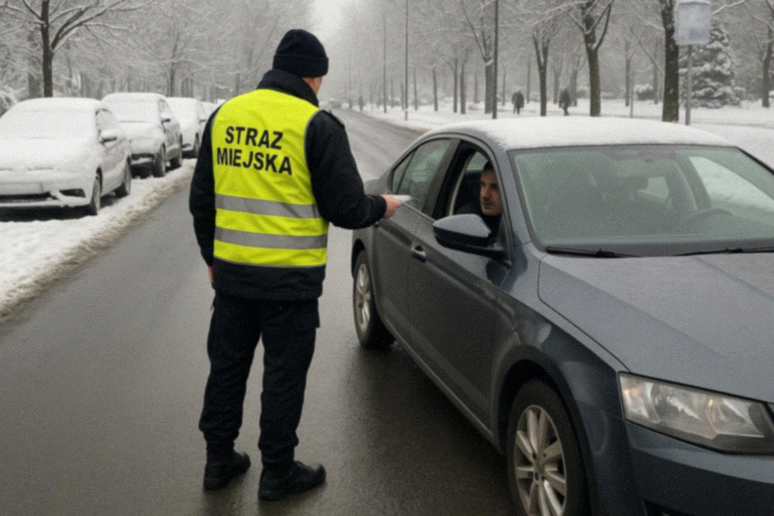 Nieprawidłowe parkowanie kuriera na ulicy Nowy Świat w Tarnowie
